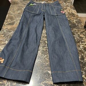 Cinq a Sept Jeans Flower Embellishments